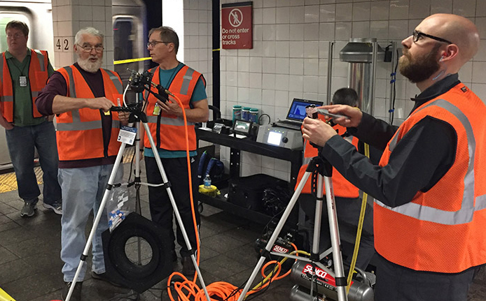 Researchers use a nontoxic aerosol tracker developed at LLNL to study how airborne biological agents might disperse through the New York City subway system. 