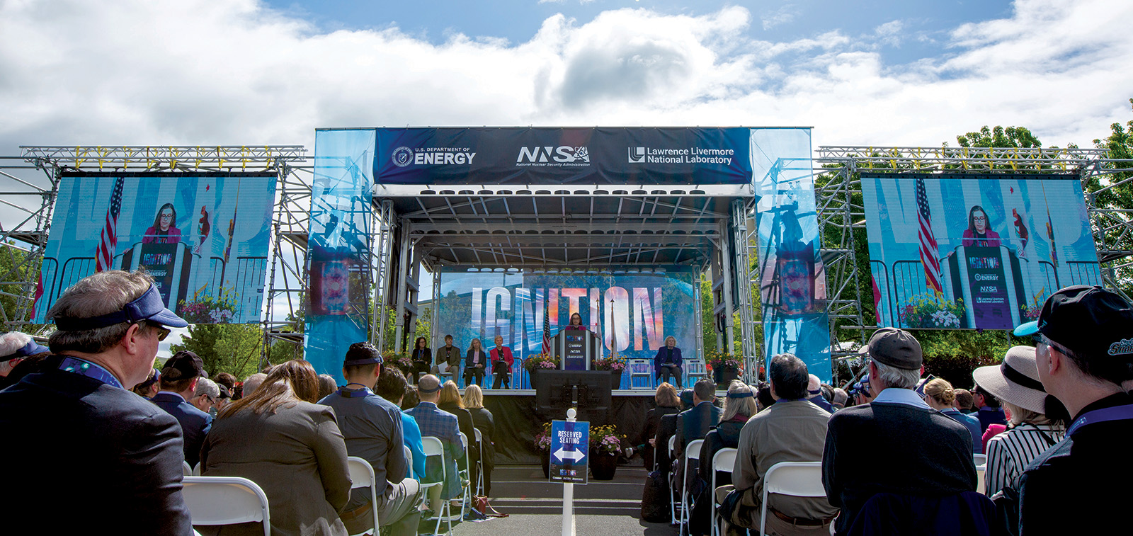 LLNL Director Kimberly Budil delivers opening remarks at the Ignition Day event on May 8, 2023.