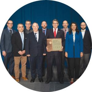 Former DOE Secretary of Energy Rick Perry presented members of LLNL’s 34-member High-Value Component Design and Manufacture Team with Secretary’s Honor award