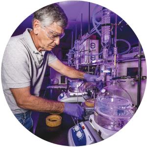 chemist prepares an anti-reflective coating used on NIF optics